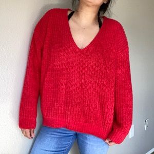 Express Oversized Red Sweater